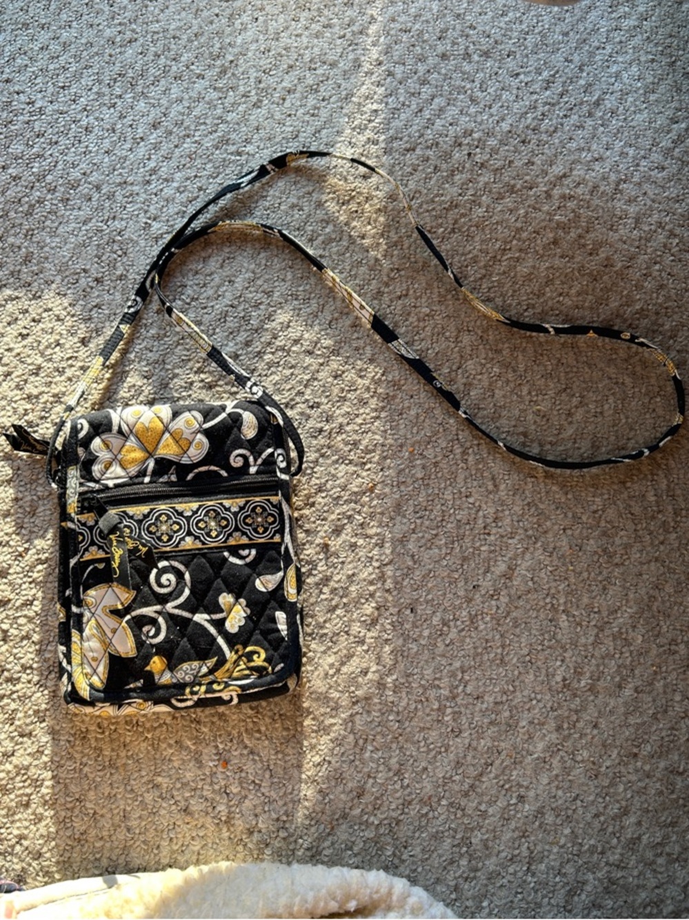 Vera Bradley Black, Yellow & Cream Quilted Crossbody